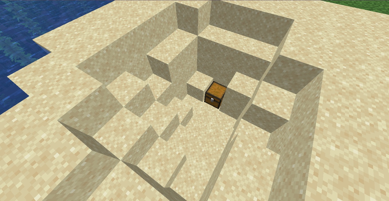 A chest sitting in sand